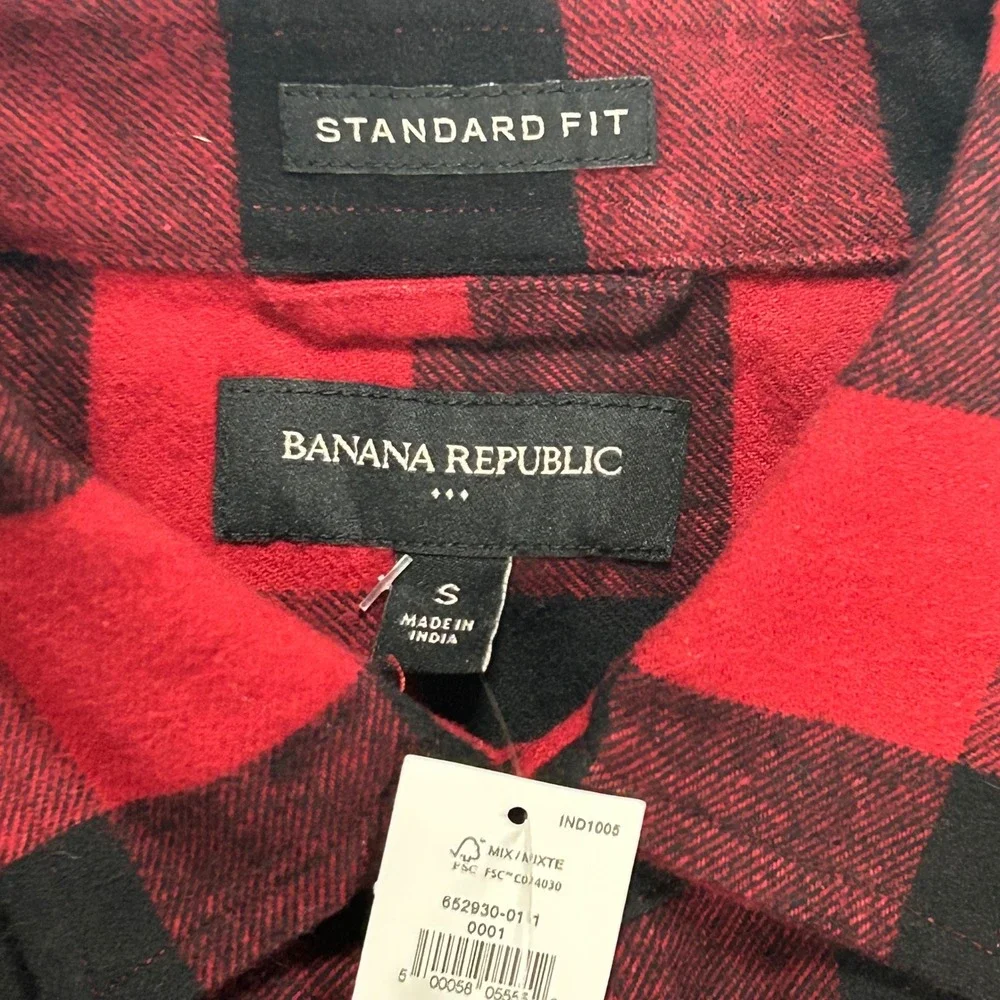 VTG Y2K Banana Republic Mens S‎ Buffalo Check Flannel Shirt NEW Red Gorpcore